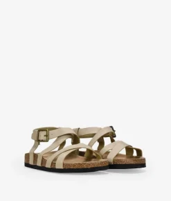 Best Bosanova Sandalias planas beige con suela de corcho