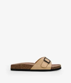 Hot Bosanova Sandalias planas beige con hebilla