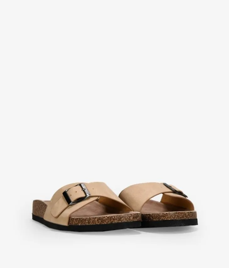 Hot Bosanova Sandalias planas beige con hebilla