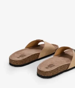 Hot Bosanova Sandalias planas beige con hebilla