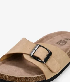 Hot Bosanova Sandalias planas beige con hebilla