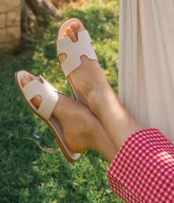 Best Bosanova Sandalias planas beige destalonadas