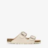New Bosanova Sandalias planas beige en piel con tachuelas