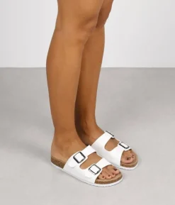 Discount Bosanova Sandalias planas blancas con hebillas