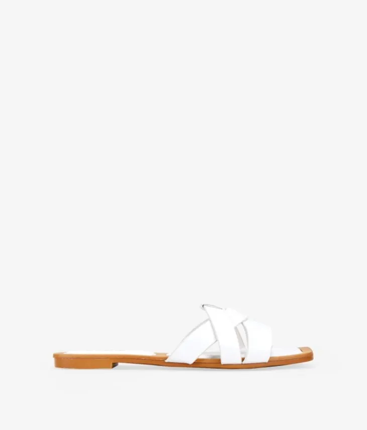 Clearance Bosanova Sandalias planas blancas con puntera cuadrada