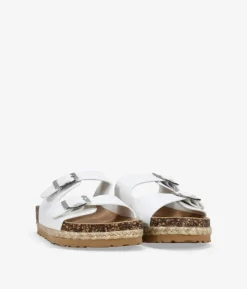 Best Bosanova Sandalias planas blancas con suela de corcho y esparto