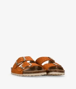 Clearance Bosanova Sandalias planas cuero con doble hebilla y tachas