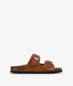 Clearance Bosanova Sandalias planas de piel marrones