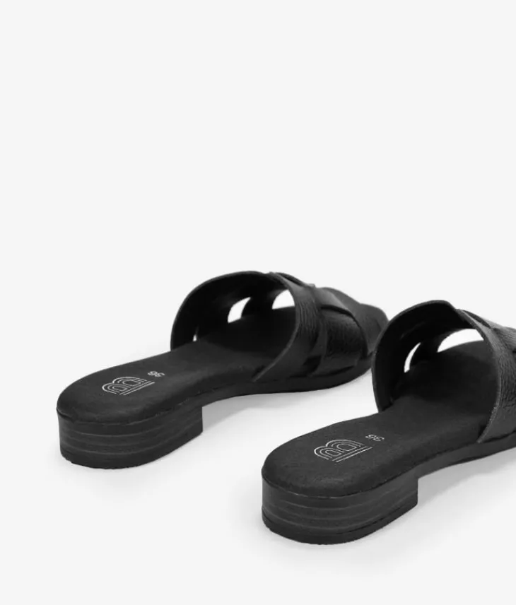 Clearance Bosanova Sandalias planas de piel negras