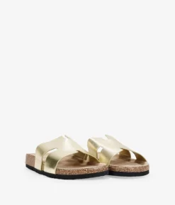 Best Bosanova Sandalias planas doradas con suela de corcho