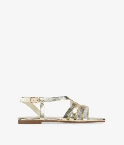 Clearance Bosanova Sandalias planas doradas con tiras y hebilla