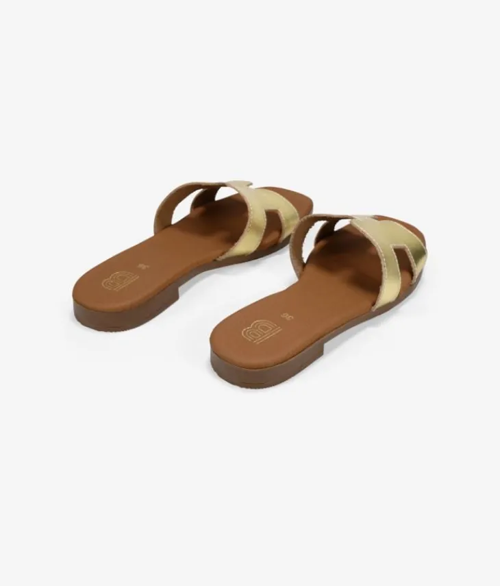 Best Bosanova Sandalias planas doradas en piel con plantilla acolchada