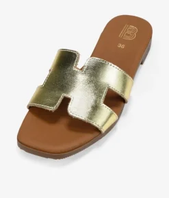 Best Bosanova Sandalias planas doradas en piel con plantilla acolchada