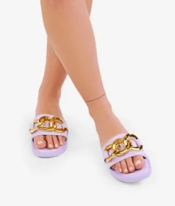 Best Bosanova Sandalias planas lila con cadena de eslabones