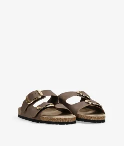 Clearance Bosanova Sandalias planas marrones con dos hebillas