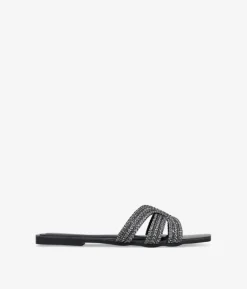 Sale Bosanova Sandalias planas negras con brillantes