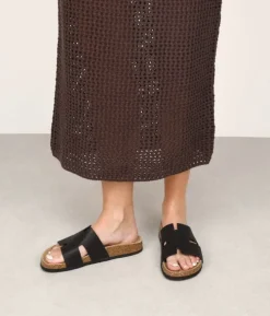 Best Bosanova Sandalias planas negras con suela de corcho