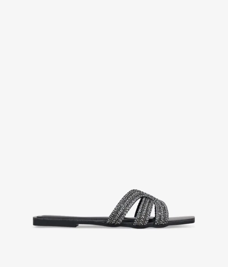Sale Bosanova Sandalias planas negras con brillantes