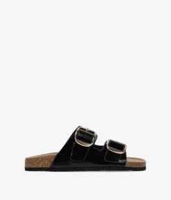 Best Bosanova Sandalias planas negras con dos hebillas