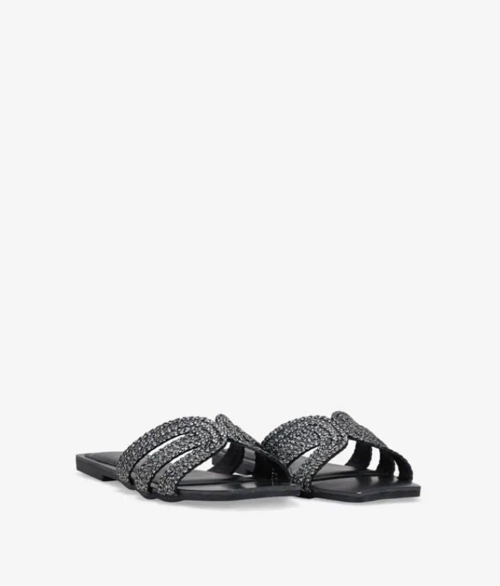Sale Bosanova Sandalias planas negras con brillantes