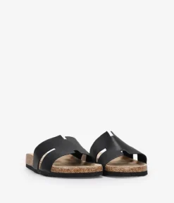 Best Bosanova Sandalias planas negras con suela de corcho