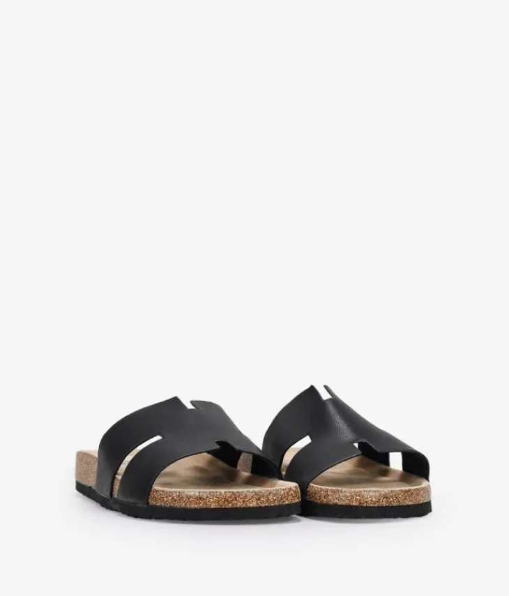 Best Bosanova Sandalias planas negras con suela de corcho