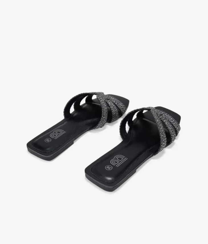 Sale Bosanova Sandalias planas negras con brillantes