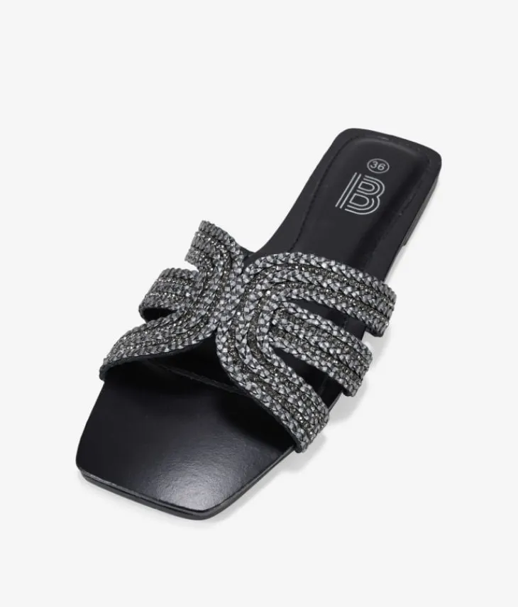 Sale Bosanova Sandalias planas negras con brillantes