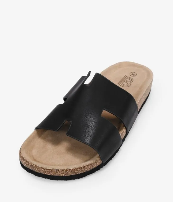 Best Bosanova Sandalias planas negras con suela de corcho