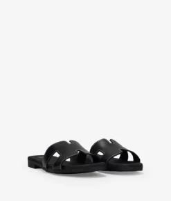 Best Bosanova Sandalias planas negras en piel con plantilla acolchada