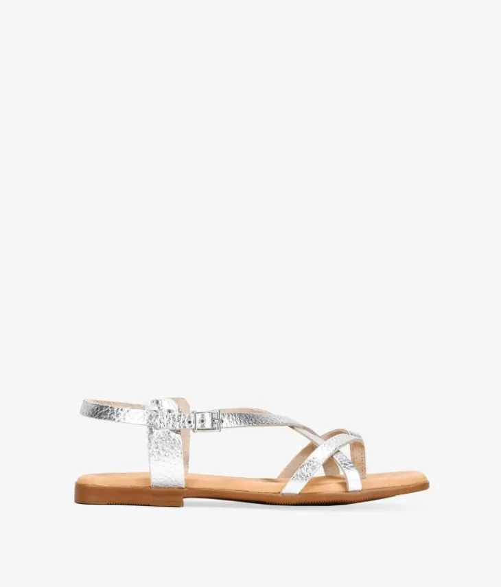 Online Bosanova Sandalias planas plateadas en piel
