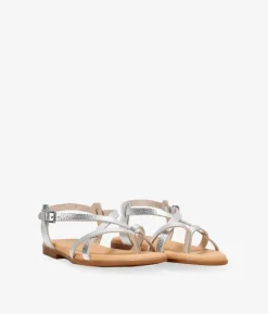 Online Bosanova Sandalias planas plateadas en piel