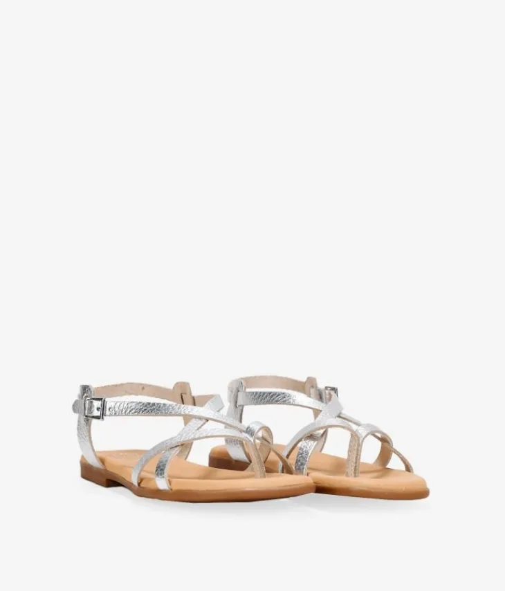 Online Bosanova Sandalias planas plateadas en piel