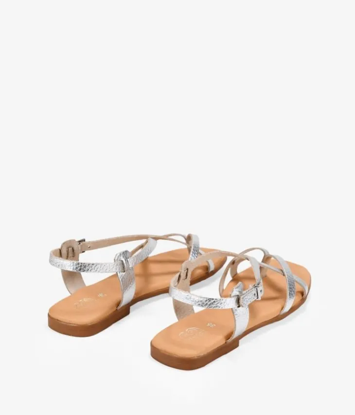 Online Bosanova Sandalias planas plateadas en piel