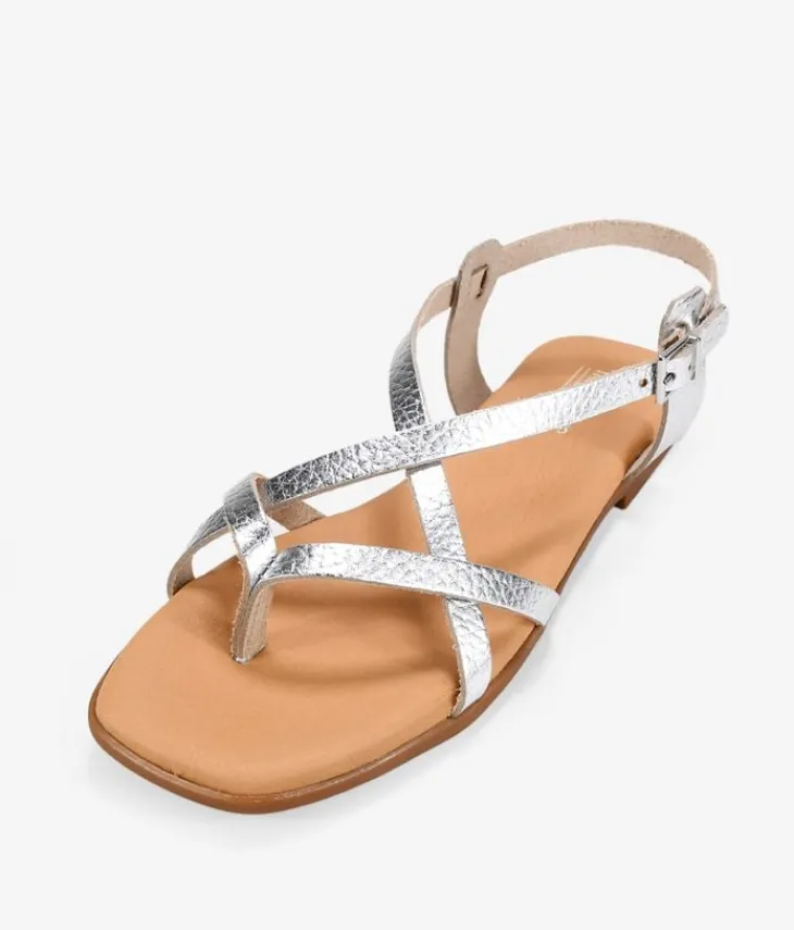 Online Bosanova Sandalias planas plateadas en piel