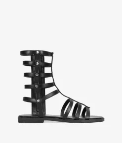 Best Bosanova Sandalias planas romanas negras con tachas