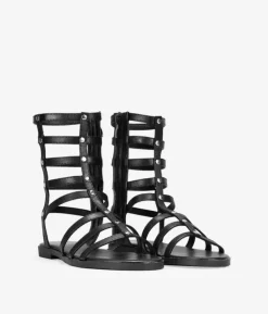 Best Bosanova Sandalias planas romanas negras con tachas