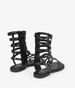Best Bosanova Sandalias planas romanas negras con tachas