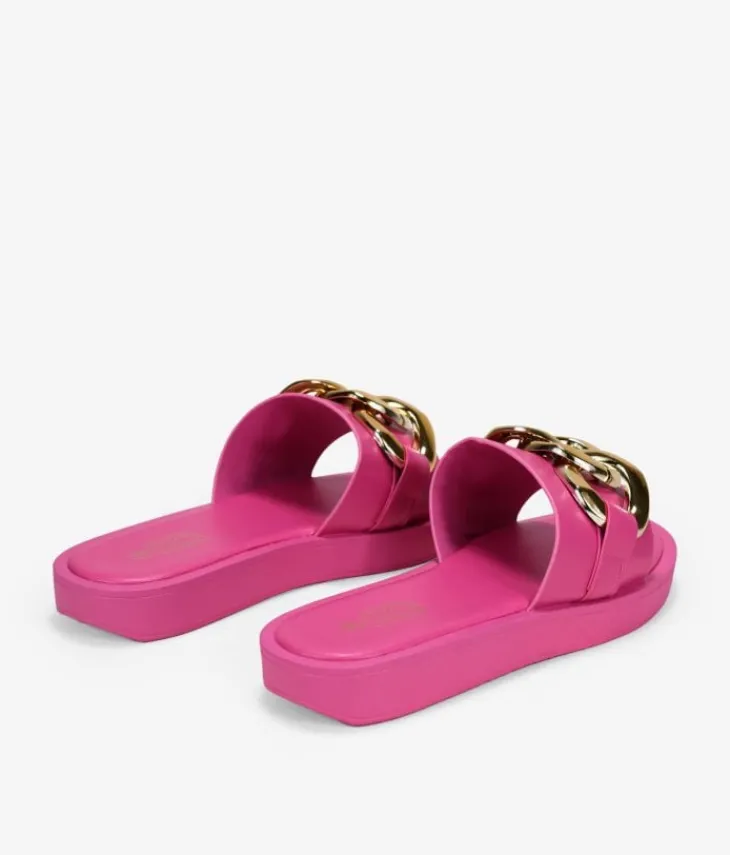 Best Bosanova Sandalias planas rosas con cadena de eslabones