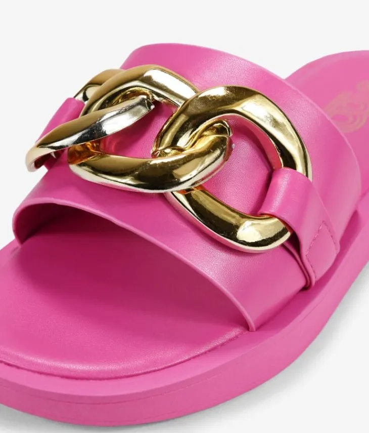 Best Bosanova Sandalias planas rosas con cadena de eslabones