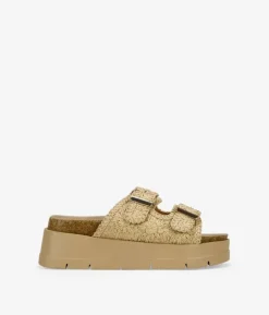 Sale Bosanova Sandalias plataforma beige con doble hebilla