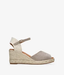 Outlet Bosanova Sandalias taupe con cuña de esparto