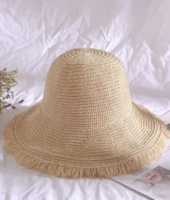 Hot Bosanova Sombrero beige de rafia trenzada