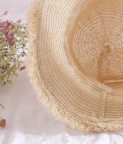 Hot Bosanova Sombrero beige de rafia trenzada
