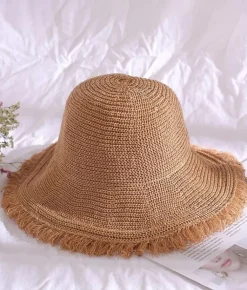 Online Bosanova Sombrero tostado de rafia trenzada
