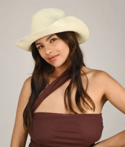 Clearance Bosanova Sombrero vaquero beige en rafia trenzada