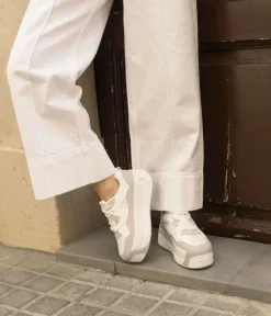 New Bosanova Zapatillas de plataforma blancas con cordones