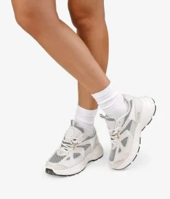 Discount Bosanova Zapatillas de plataforma beige con rejilla y cordones