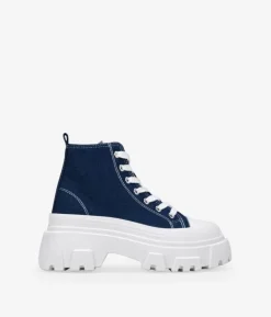 Online Bosanova Zapatillas de tela abotinadas tejanas con plataforma