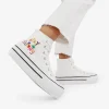 Discount Bosanova Zapatillas de tela altas blancas con plataforma